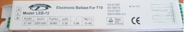 Predradník Electronic Ballast For T10-LEB-72 2x40